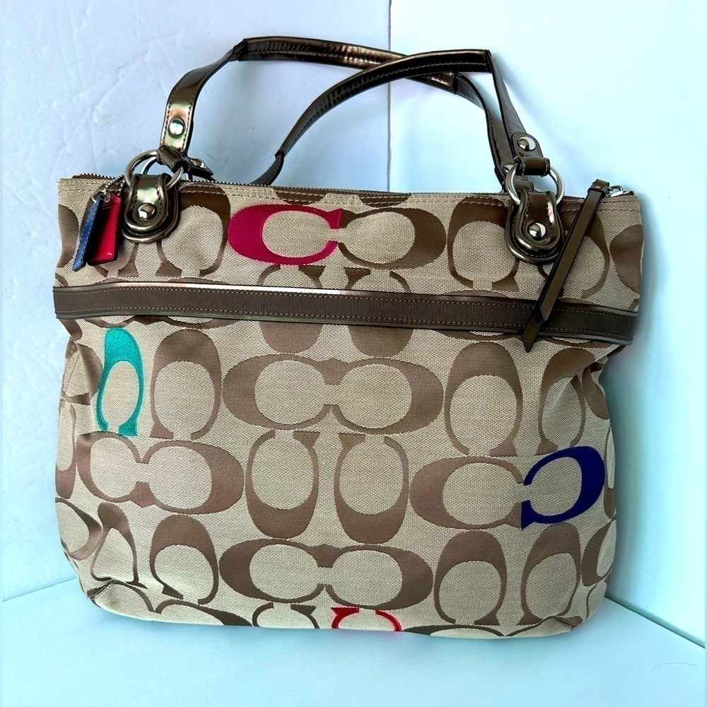 Coach NWOT Poppy Large Embroidered Multi Colored Signature “C”